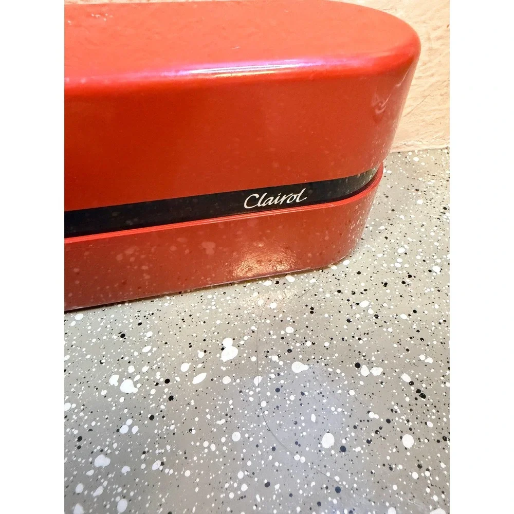 Vintage Clairol Electric Hair Rollers Red Travel Case 7‎ White Hot Rollers Retro